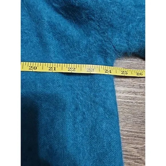 Jamie Teal Blue Angora Open-Front Long-sleeve Cardigan/Sweater Medium - Picture 6 of 16